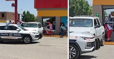 Mujer es prensada contra cristal de tienda de conveniencia