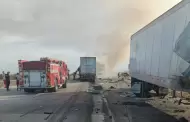 Muere calcinado conductor de triler al chocar con otra unidad en tramo Guaymas-Hermosillo