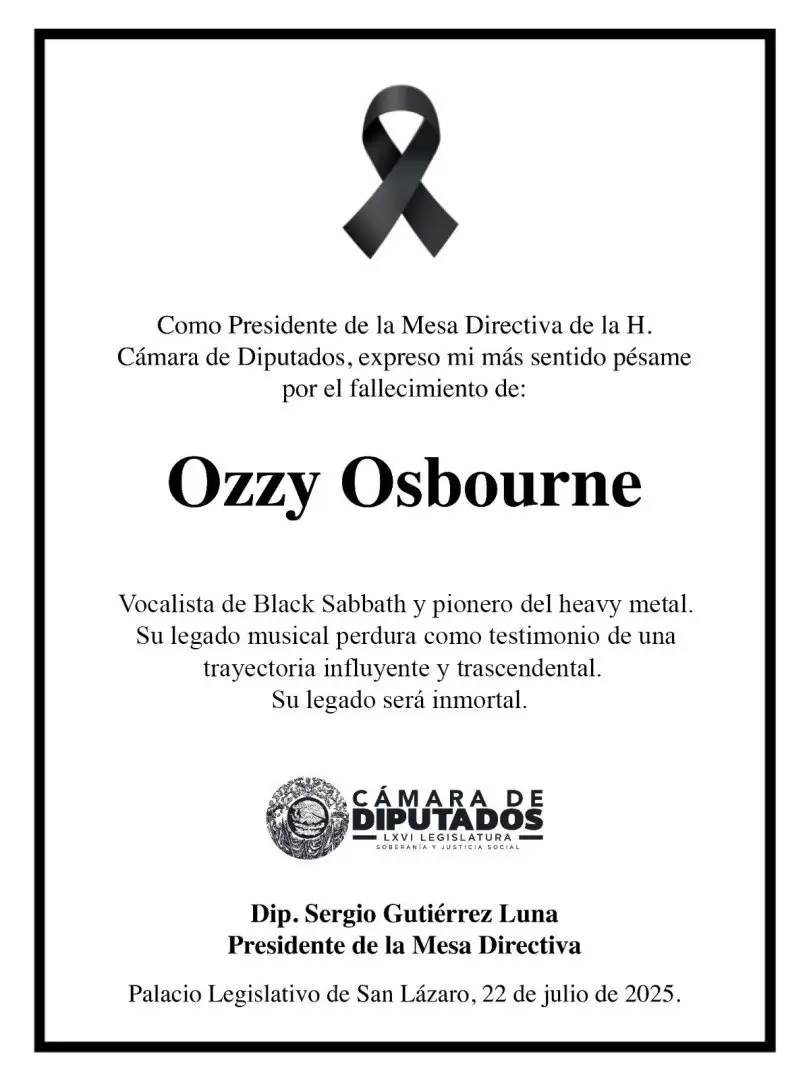 Esquela de Ozzy Osbourne