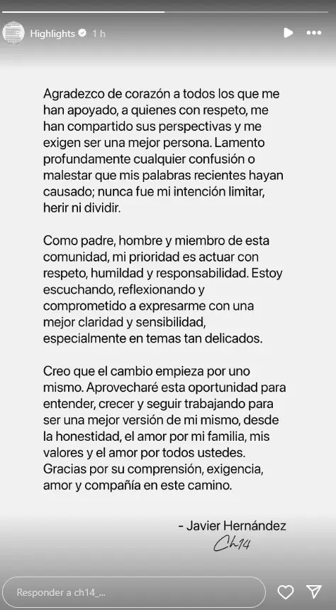 Publicacin de "Chicharito" Hernndez