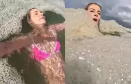 VIDEO Influencer nada en lo que crea espuma marina... era algo peor!