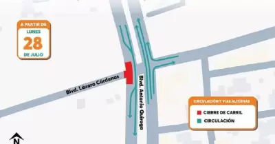Cierre de carril Hermosillo