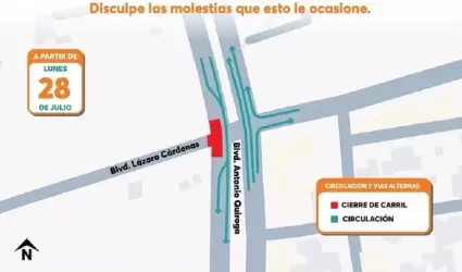 Cierre de carril Hermosillo