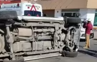 Choque con volcadura en el Centro de Hermosillo deja dos heridos