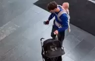 VIDEO Pap entra en pnico por perder a su beb; estaba en su espalda!