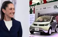 La presidenta Claudia Sheinbaum presenta el emblema del primer auto elctrico 100% mexicano