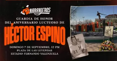 Naranjeros rendirá homenaje a Héctor Espino