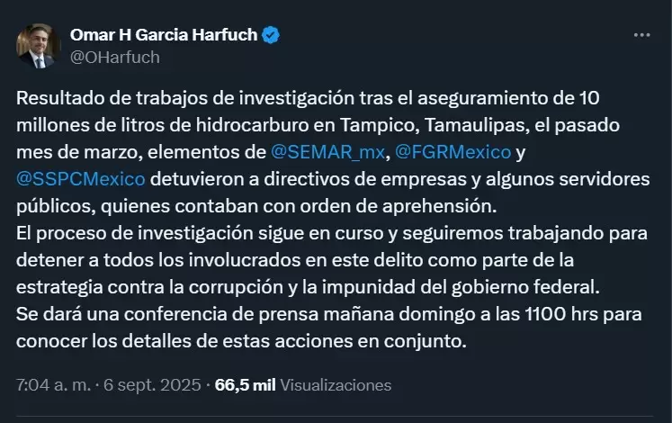 Publicacin de Omar Garca Harfuch