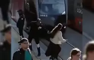 VIDEO.- Guardia salva a mujer de ser arrollada por tranva en Turqua