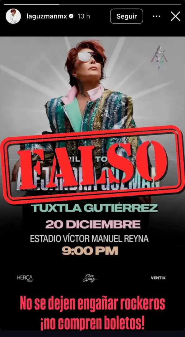 Alejandra Guzmn desmiente concierto en Tuxtla Gutirrez