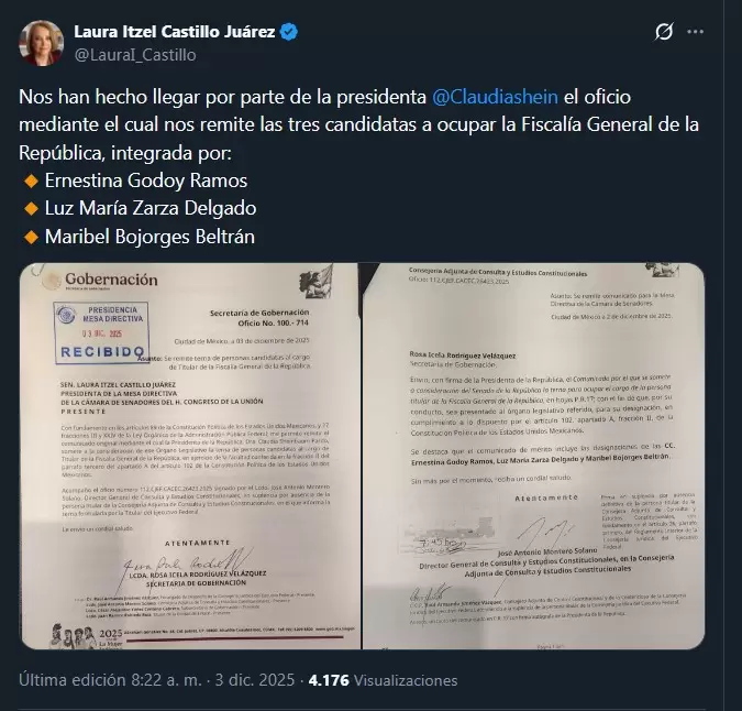 Terna enviada por Sheinbaum