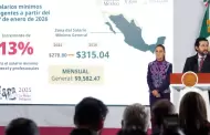 Presidenta Claudia Sheinbaum anuncia incremento del 13% al salario mnimo general en 2026