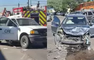 Choque entre auto y unidad de la CFE deja solo da�os materiales