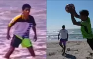 Jorge Campos entrena a su hijo en las playas de Acapulco