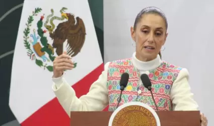 Claudia Sheinbaum durante su conferencia matutina desde Palacio Nacional.