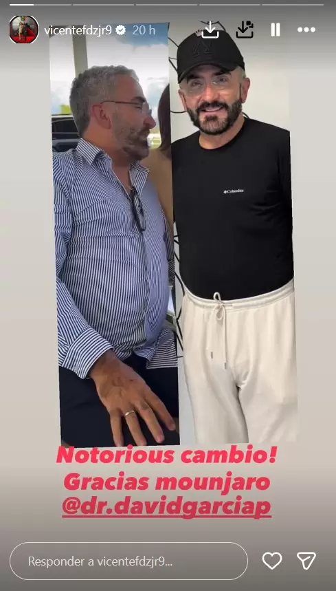 Vicente Fernández Jr. presume que bajó 17 kilos
