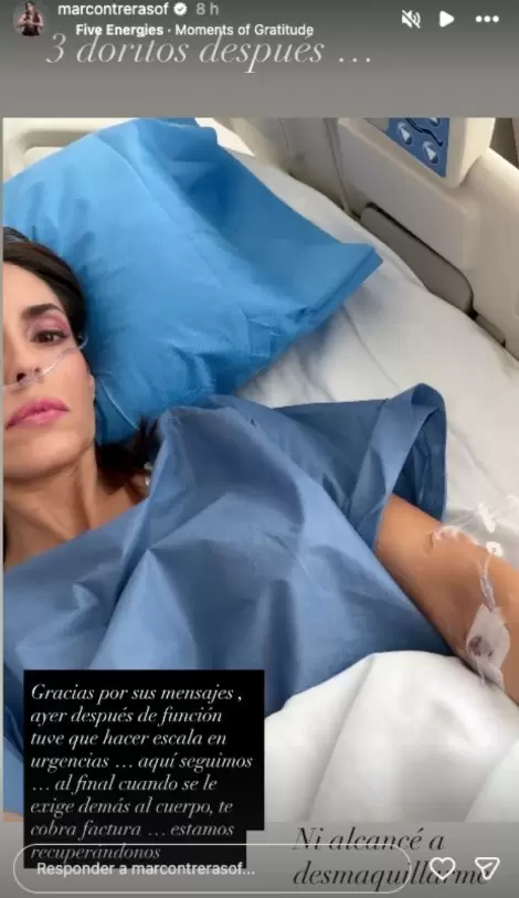 Mar Contreras fue hospitalizada de emergencia tras su presentación en "Mentiras, el musical"