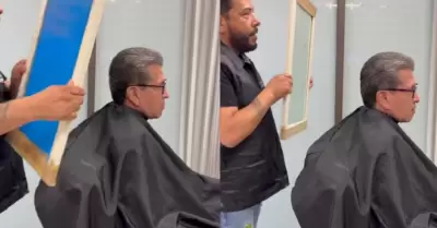 Coordinador de Morena, Ricardo Monreal haciendo uso de la peluquer�a en San L�za