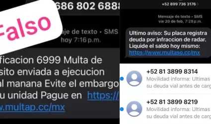Mensajes falsos de multas y adeudos de tr�nsito