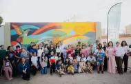 Apoyan talento de ni�ez hermosillense con mural comunitario en CIF Norte