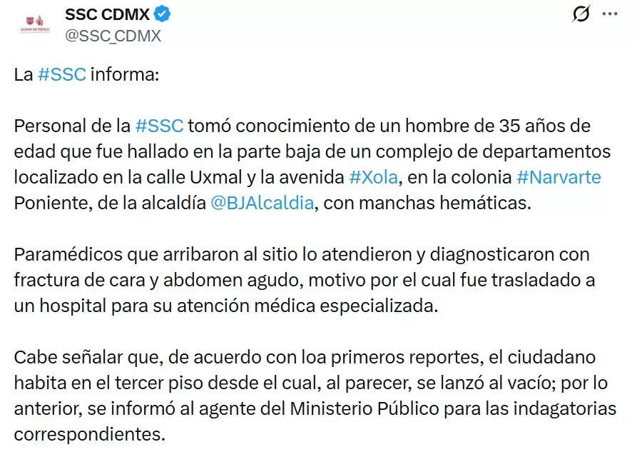 Jos� �ngel Bichir se avent� del tercer piso de un edificio en Ciudad de M�xico