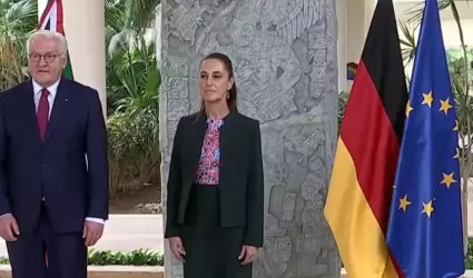 Claudia Sheinbaum recibi� este jueves en Canc�n al presidente de Alemania, Fran