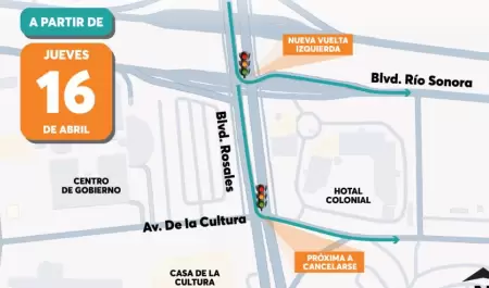 Nuevo sem�foro en calle Rosales para vuelta izquierda hacia R�o Sonora.
