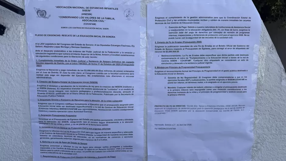 Pliego de exigencias