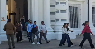 Evacuaci�n del Palacio de Gobierno como parte del Simulacro Nacional
