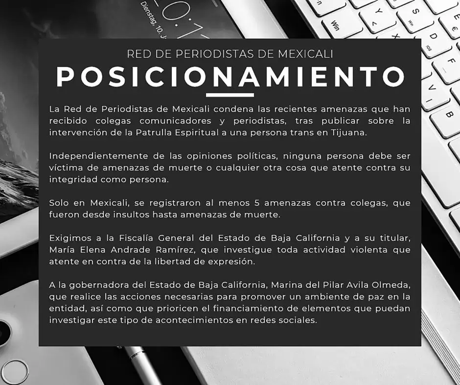 Amenazan a periodistas de Baja California tras publicar denuncias contra la 'Patrulla Espiritual'