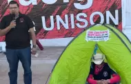 Staus instala plant�n y huelga de hambre escalonada frente a Palacio de Gobierno