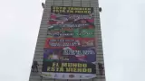 Acto de protesta en la Estela de Luz,