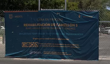 Obras en el bulevar Hidalgo