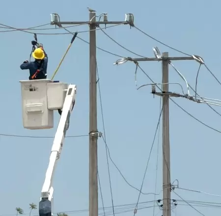 Trabajadores de CFE realizan reparaciones