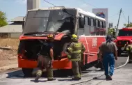 Incendio consume parte de un cami�n urbano de la ruta 17 en Hermosillo