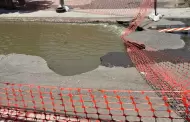 Vecinos piden acelerar reparaci�n de fuga de aguas negras que provoc� socav�n en Hermosillo