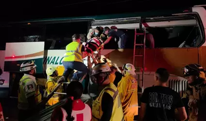 Accidente de autob�s y tractocami�n