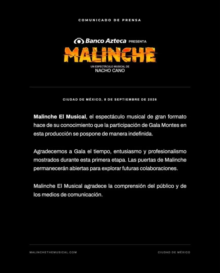 Gala Montes queda fuera de una obra de teatro