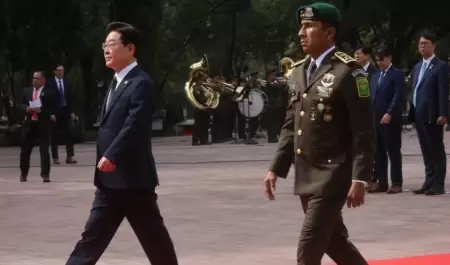 Sheinbaum se re�ne con Lee Jae Myung, presidente de Corea en Palacio Nacional.