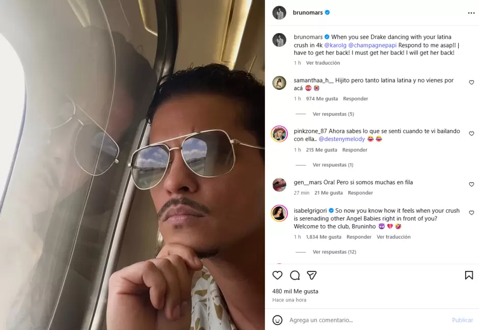 Bruno Mars reacciona al baile viral de Karol G y Drake: "La voy a recuperar".