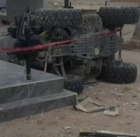 Cuatrimoto volcada en Guadalupe de Ures